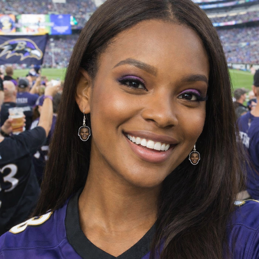 Lamar Jackson Face Earrings — NFL Fan Jewelry — Football Gift