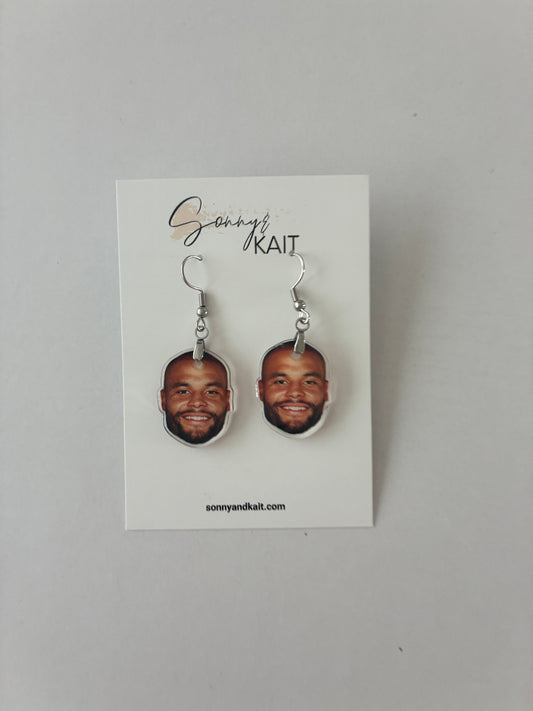 Dak Prescott Earrings For Dallas Cowboys Football Game Day