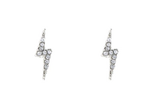 Load image into Gallery viewer, CRYSTAL SILVER BOLT STUD EARRINGS

