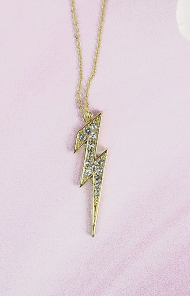 CRYSTAL GOLD LIGHTNING BOLT NECKLACE