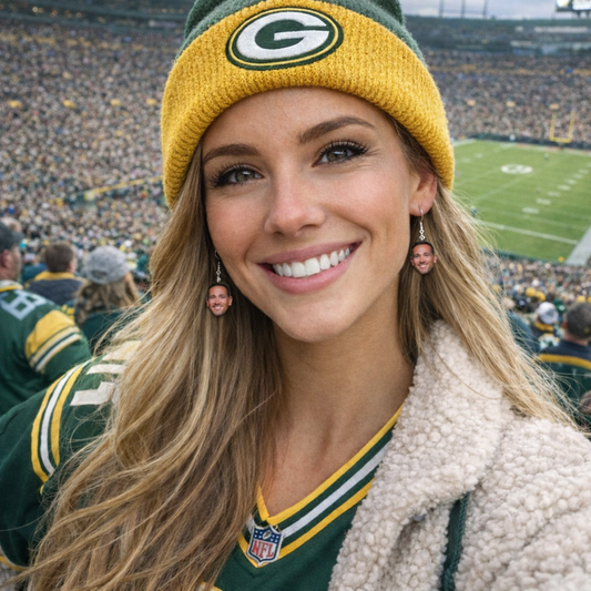 Matt LaFleur Face Earrings Green Bay Packers