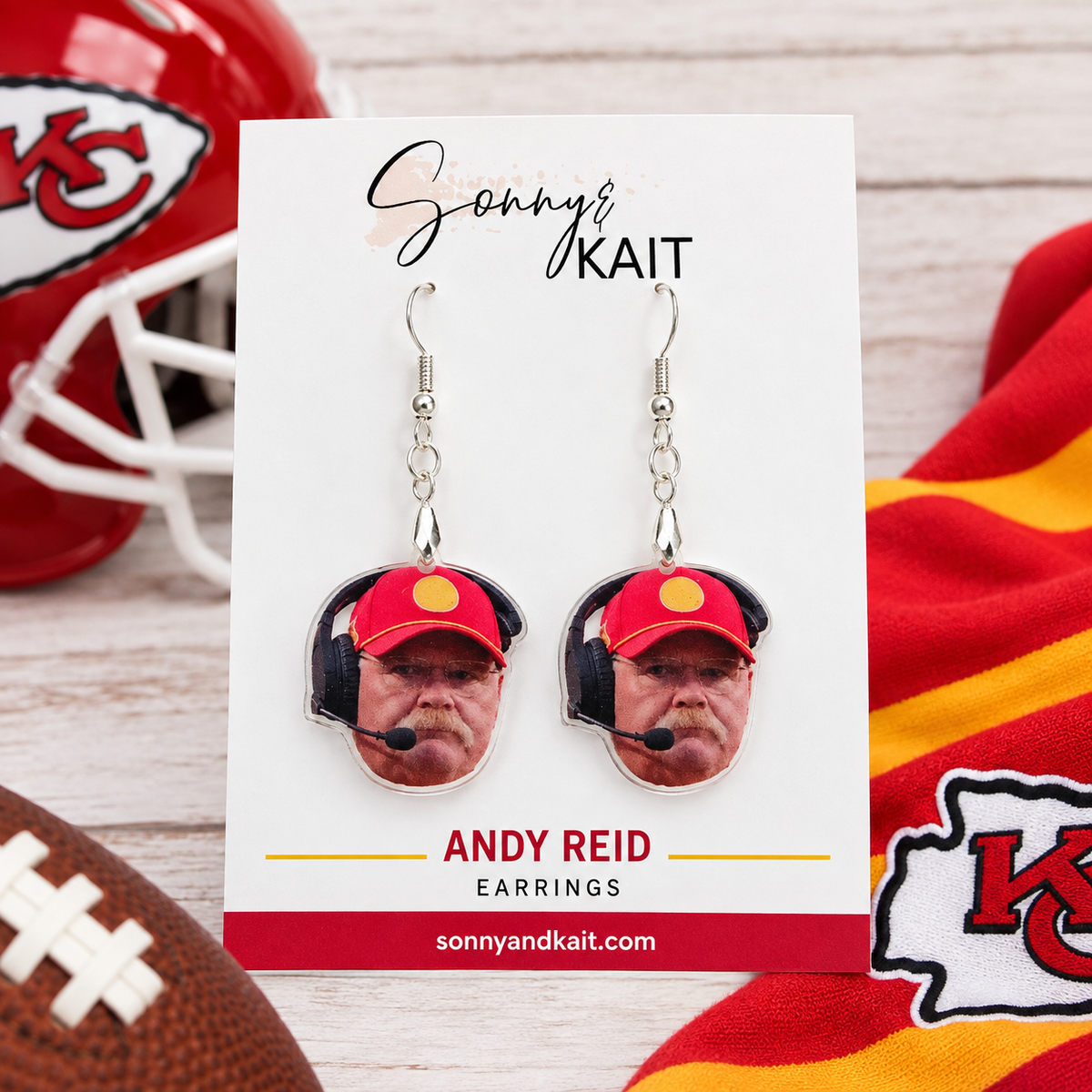 Andy Reid Face Earrings