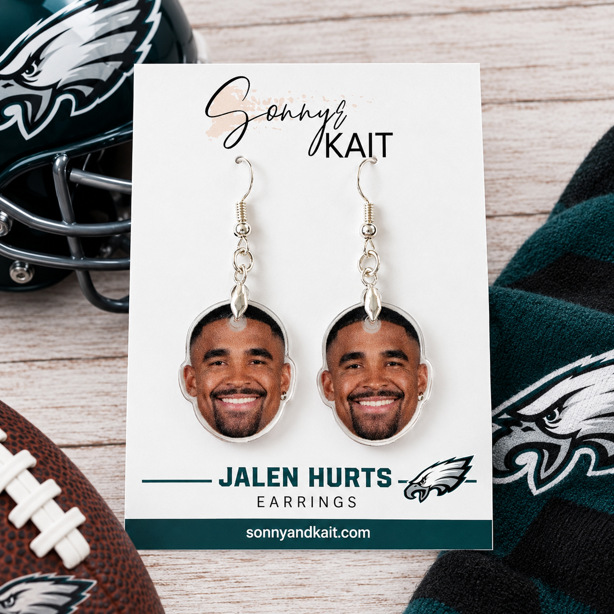 Jalen Hurts Face Earrings