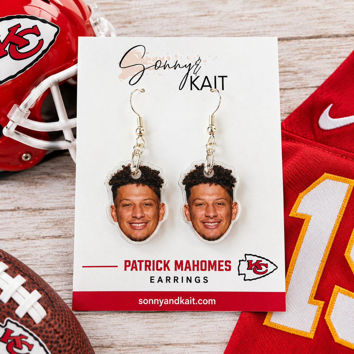 Patrick Mahomes Face Earrings