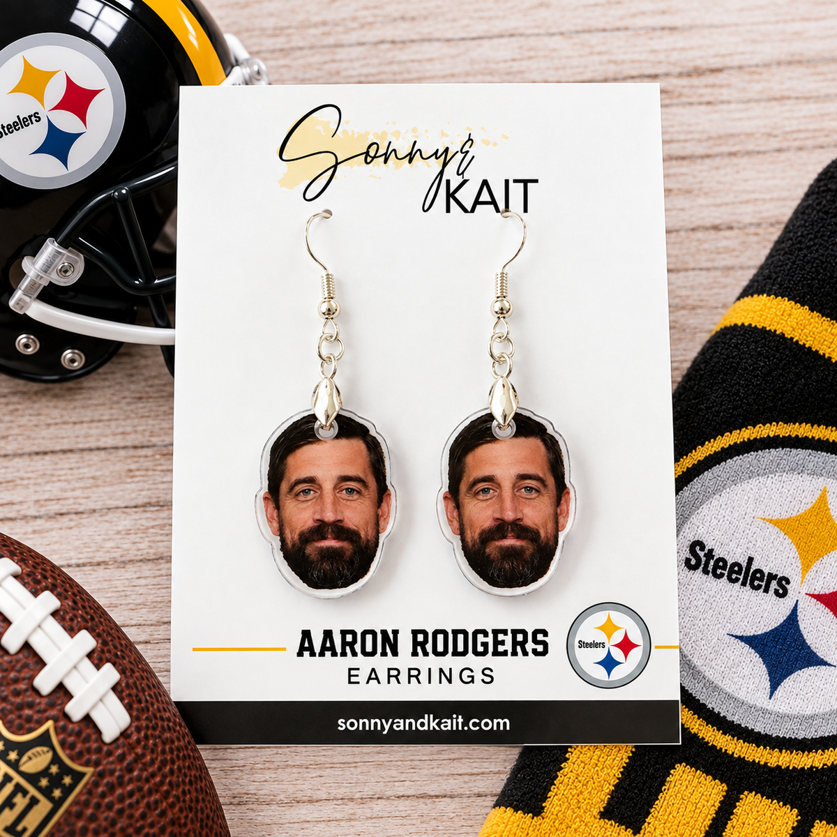 Aaron Rodgers Face Earrings