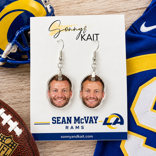 Sean McVay Earrings Football Coach Los Angeles Rams Game Day
