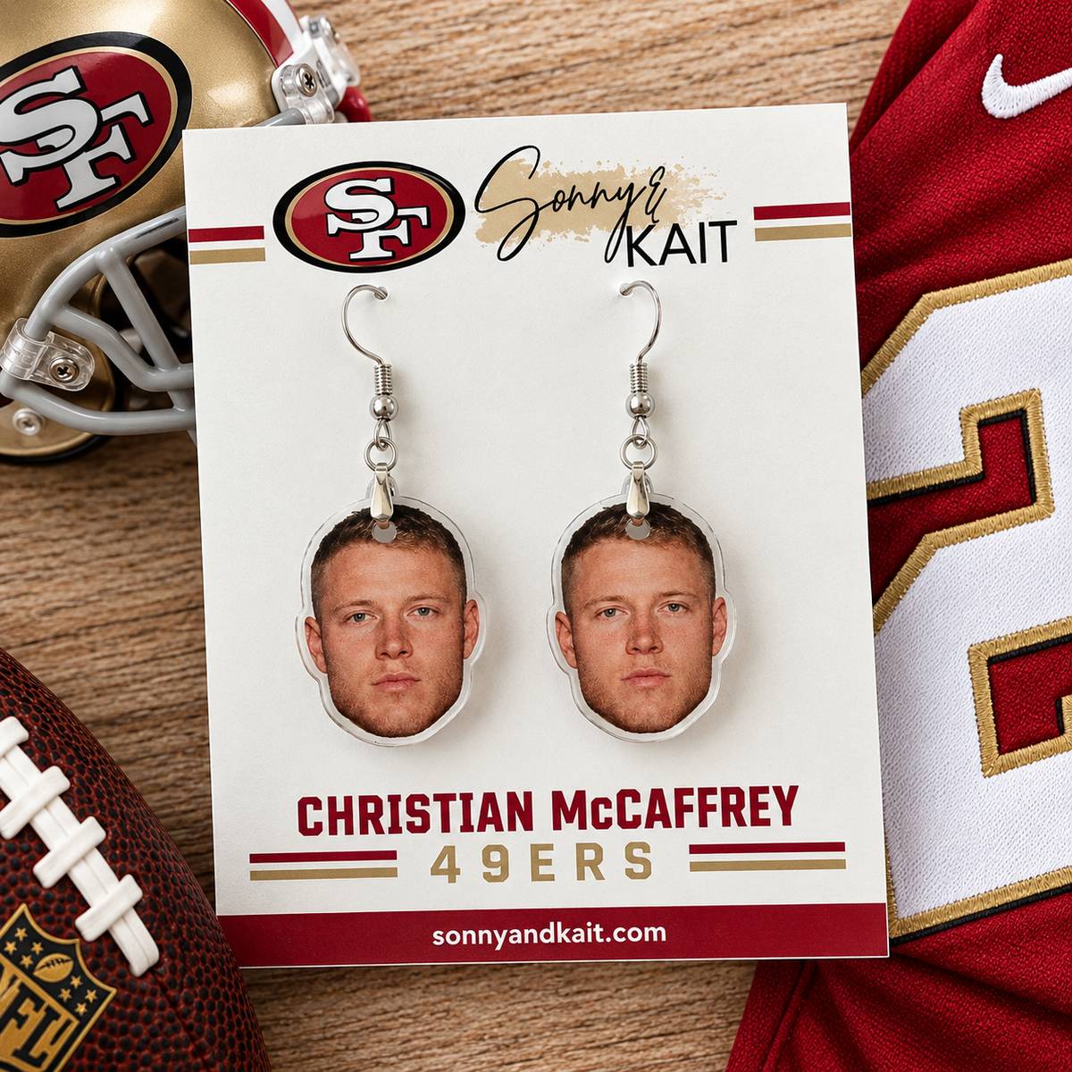 Christian McCaffrey Earrings Football 49ers Game Day