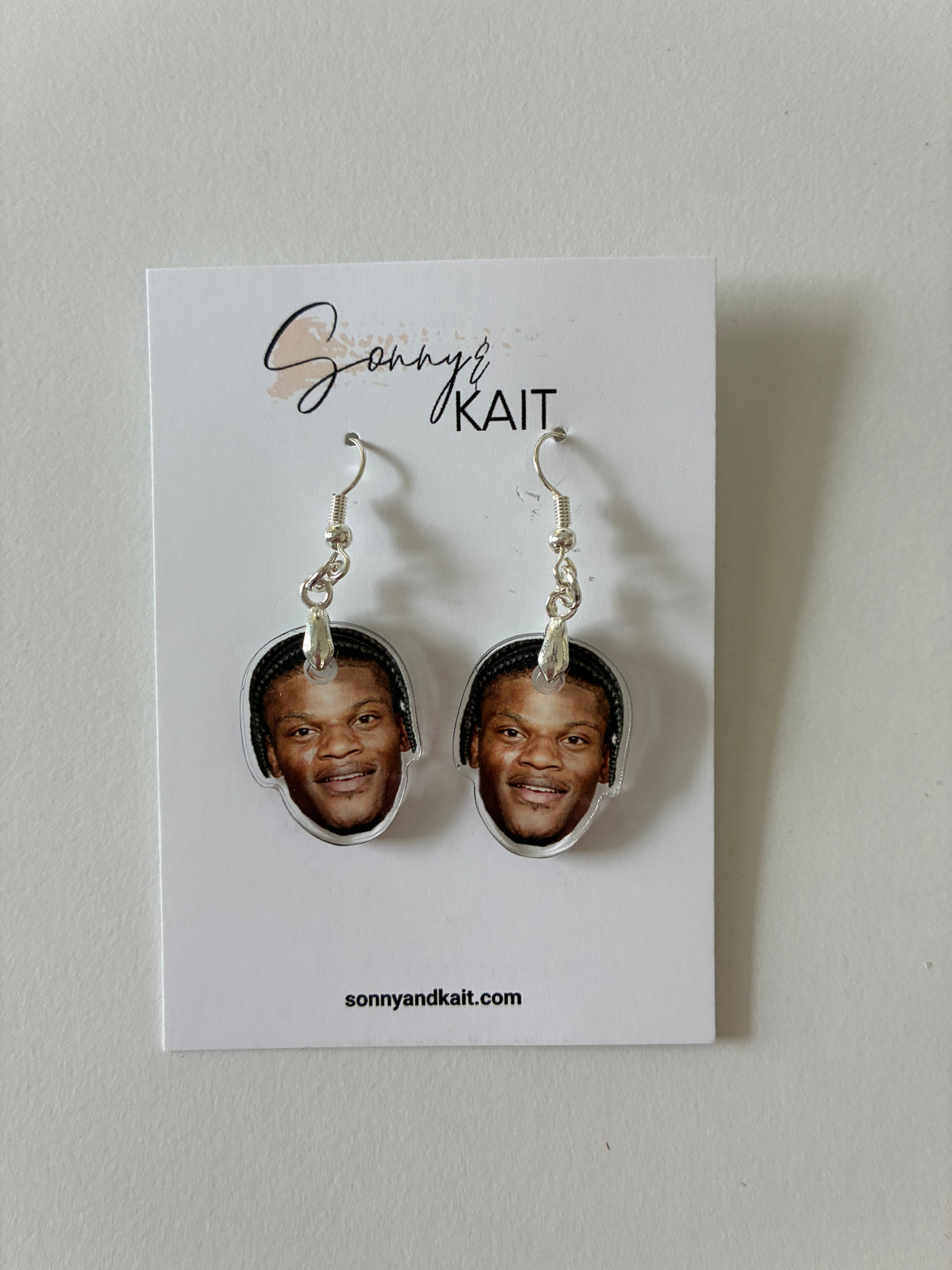 Lamar Jackson Face Earrings — NFL Fan Jewelry — Football Gift