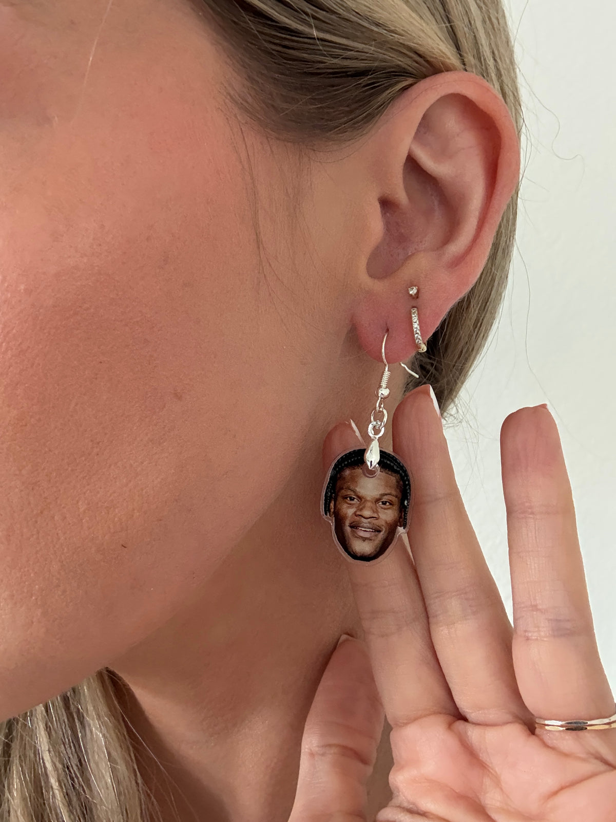Lamar Jackson Face Earrings — NFL Fan Jewelry — Football Gift