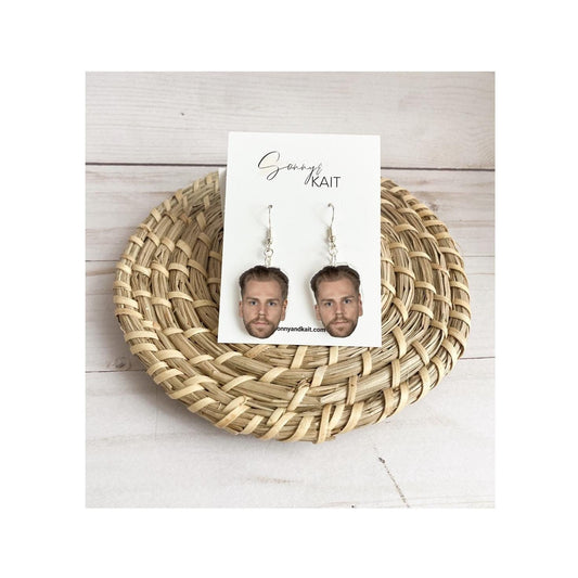 Erik Černák Face Earrings, Tampa Bay Lightning Bolts Hockey Fan Gift