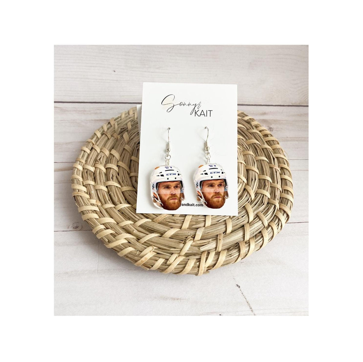 Connor McDavid Face Earrings Edmonton Oilers Hockey Earring NHL Funny Hockey Fan Gift