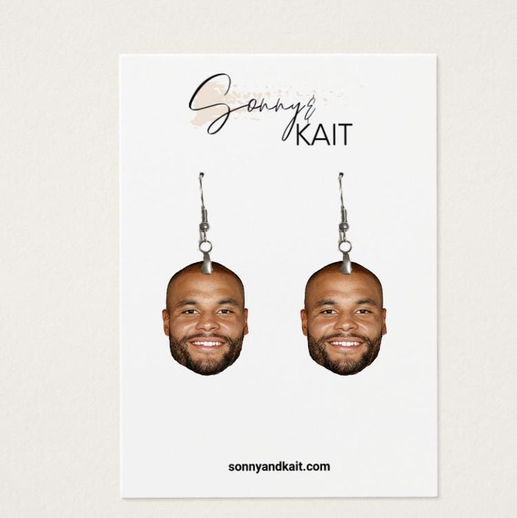 Dak Prescott Earrings For Dallas Cowboys Football Game Day