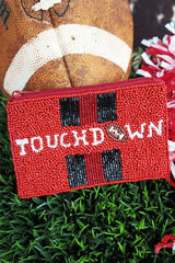 RED & BLACK TOUCHDOWN BEAD COIN PURSE
