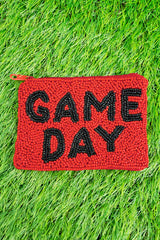 RED & BLACK GAME DAY BEAD COIN PURSE