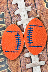 ORANGE AND BLUE FOOTBALL BEAD EARRINGS
