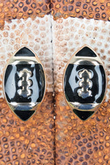 LARGE ENAMEL GOLD FOOTBALL EARRINGS