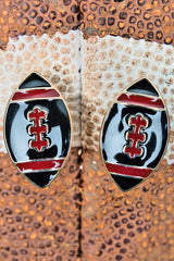 LARGE ENAMEL RED FOOTBALL EARRINGS