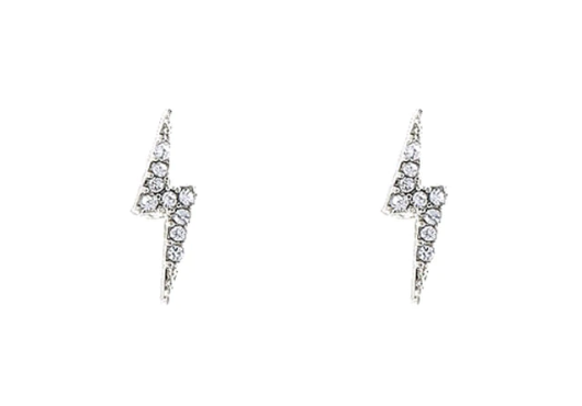 CRYSTAL SILVER BOLT STUD EARRINGS