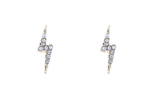 CRYSTAL GOLD BOLT STUD EARRINGS