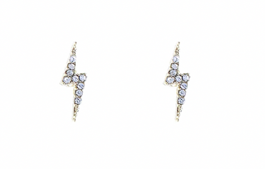 CRYSTAL GOLD BOLT STUD EARRINGS