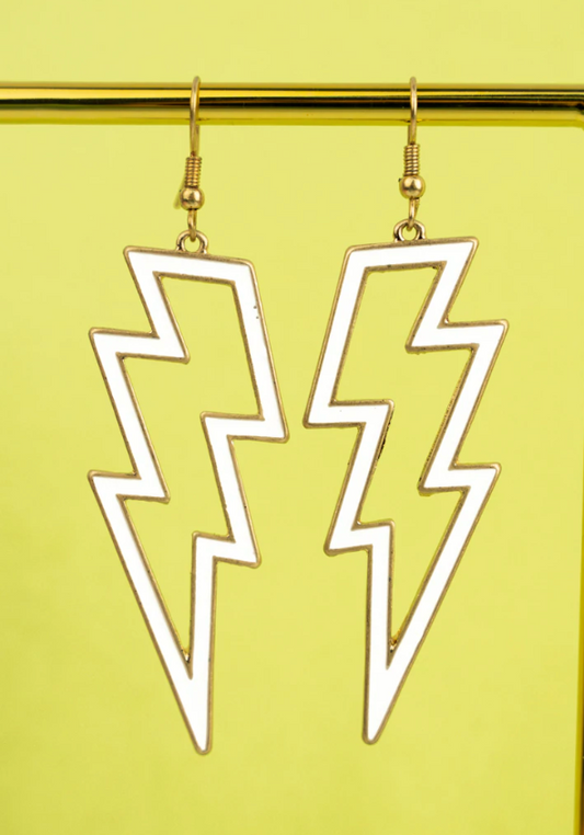 WHITE BOLT OUTLINE EARRINGS
