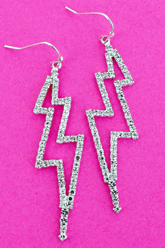 CRYSTAL SILVER BOLT EARRINGS