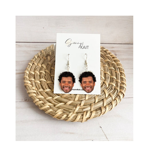 Russel Wilson Face Earrings